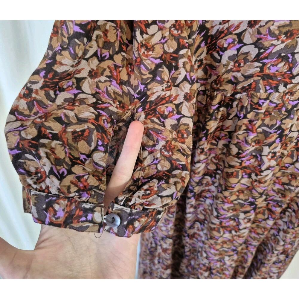 Natural Life Boho Prairie Floral Tiered Purple Brown Maxi Dress Medium - Picture 11 of 12